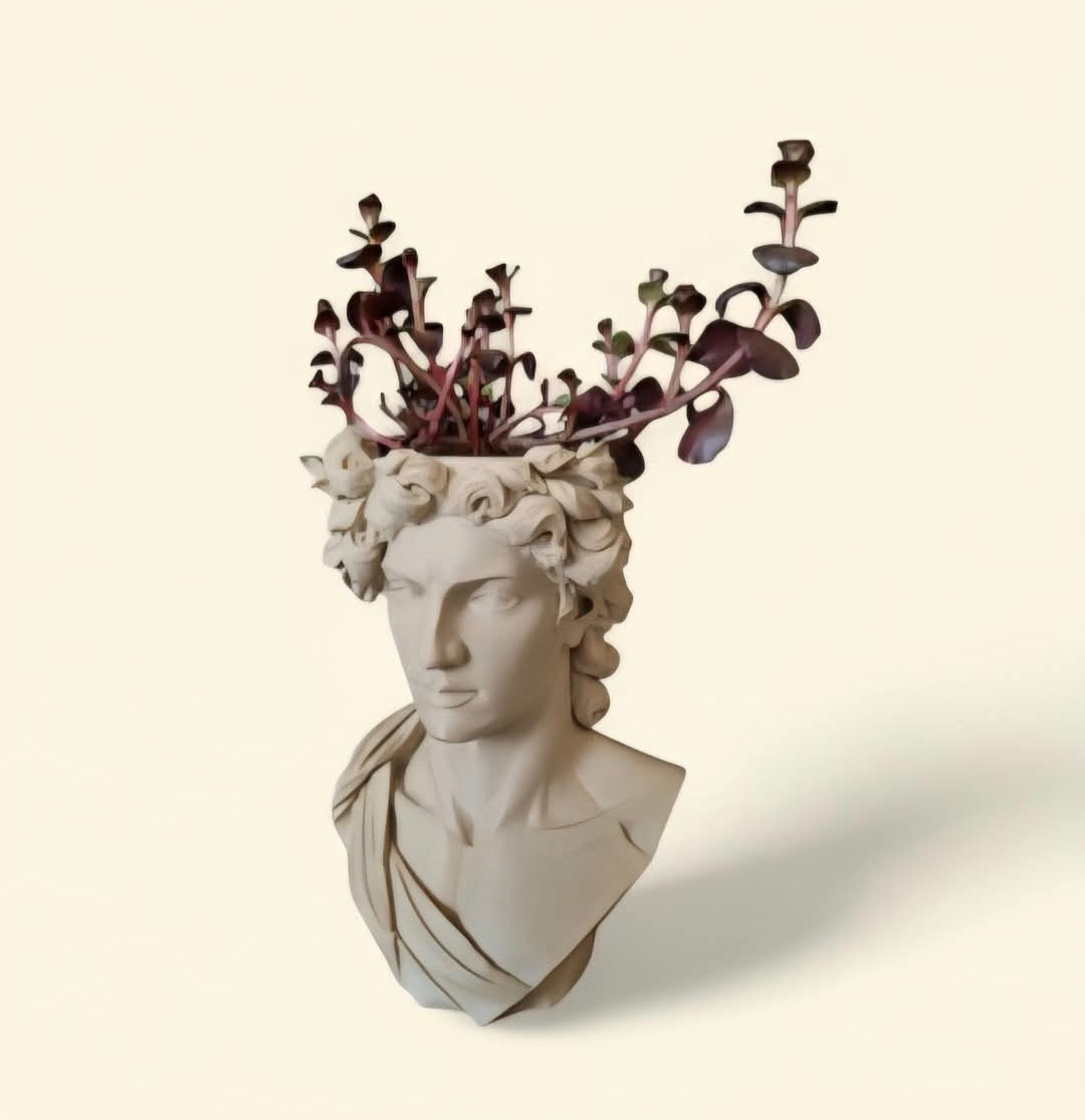 Greek god bust planter
