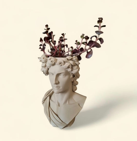 Greek god bust planter